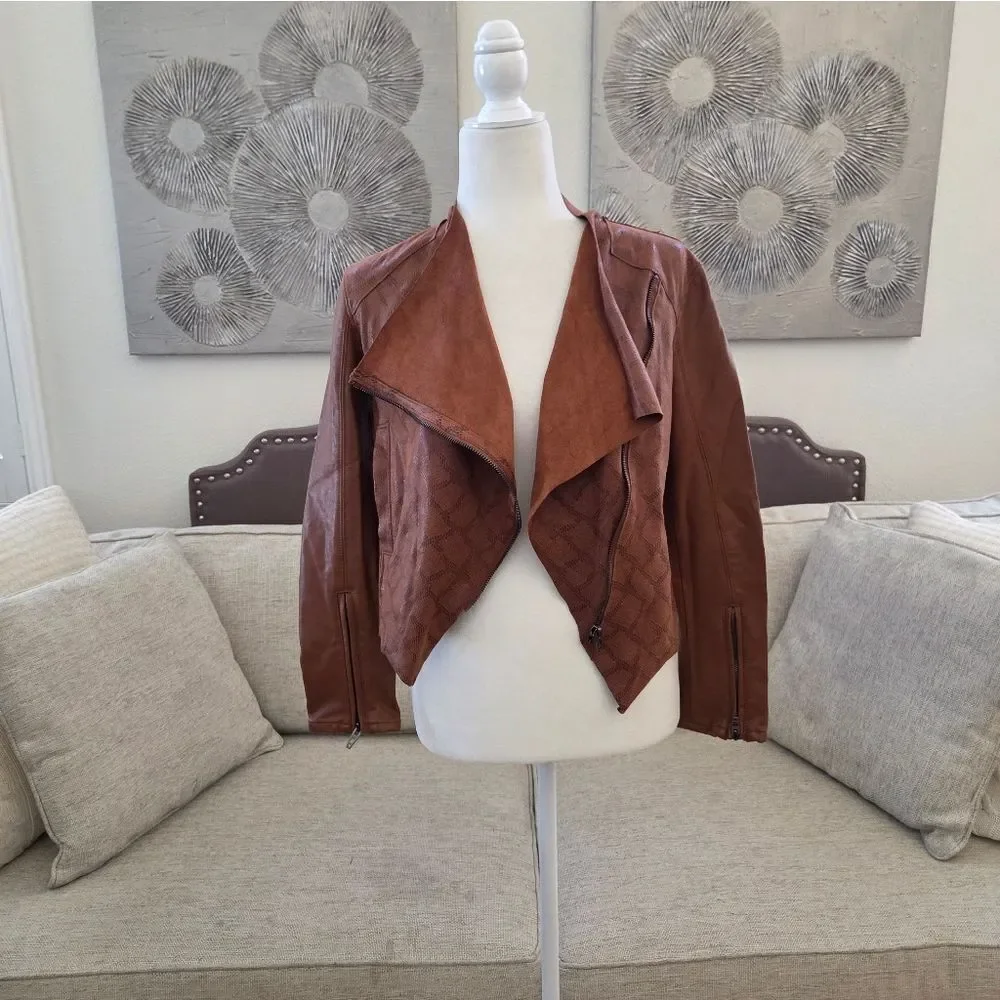 ✨Anthropologie NYDJ✨ 'Sharona' Snakeskin Print Faux Leather Jacket - [Size XSP]